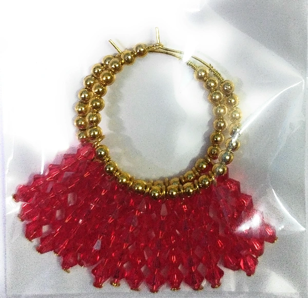 NIBRAS Red Multi-layered Dangling Hoop Earrings - B09L1GW2YG, 9gm, 7cm x 8cm x 1cm